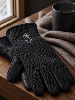 Spyder Women's Black Winter Gloves Size Small Leather Palm Cold Weather Gloves